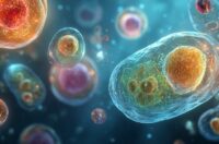 Image of microbes floating.