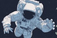 Image of an astronaut reaching out to grab money from space.